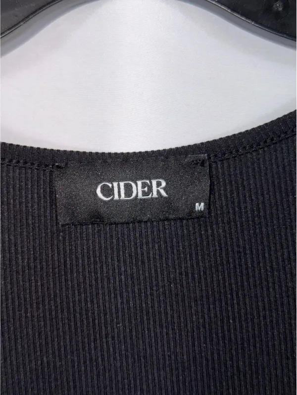 Cider Black Ribbed Wide Leg Jumpsuit Romper Women’s Med Scoop Neck Short Sleeve - Image 6