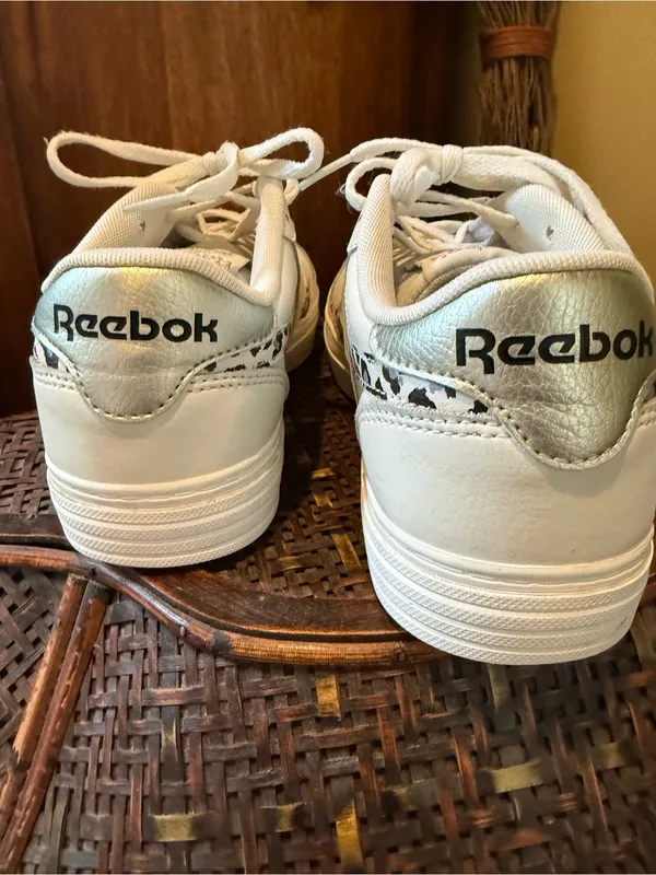 Reebok Cream Sneakers with Black & Cream Leopard Trim - Image 4