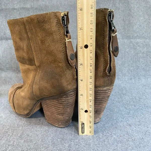 Rag & Bone Women's 37 Newbury Ankle Boots‎ Distressed Brown Suede Heeled- FLAWED - Image 10