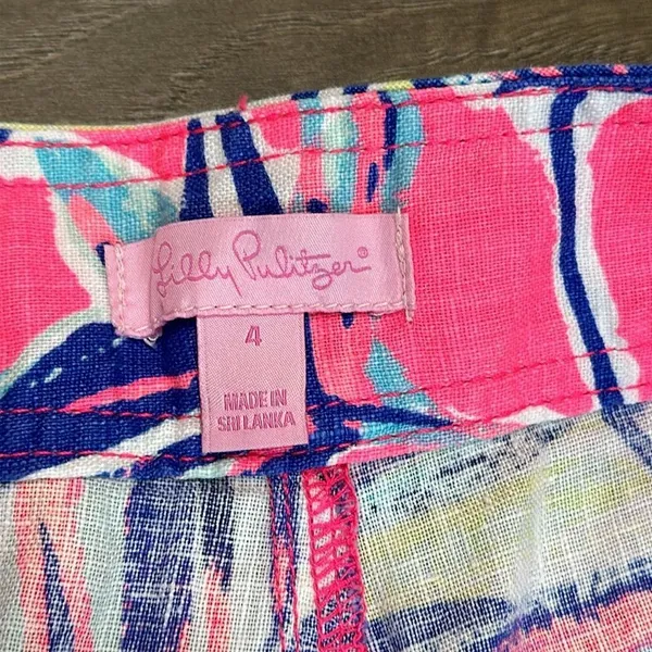 Lilly Pulitzer Galley Linen Pants Tiki Pink Cabana Crazed Linen Size 4 - Image 11