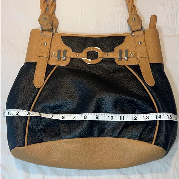 Rosetti Black and Tan Shoulder Bag with‎ Braided Handle - Image 10