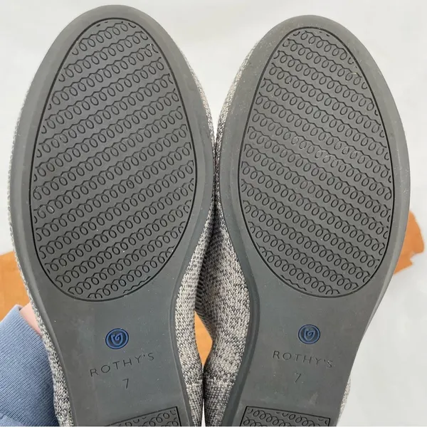 Rothys Grey Shoes Comfortable Round Toe Office Neutral The Flat Taupe Heather 7 - Image 8