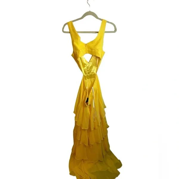 Nwt B Darlin Yellow Cut Out Tiered Maxi Dress - Image 3