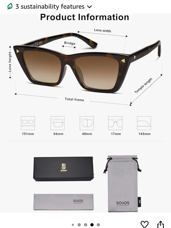 SOJOS Trendy Sunglasses Womens Cat Eye Polarized - Image 5