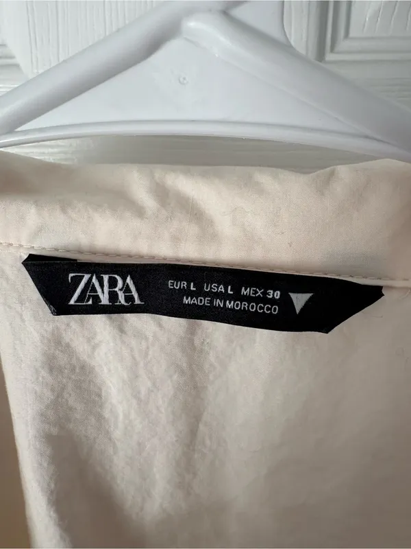 Zara Cropped Utility button front shirt women size L cotton front big pockets - Image 5