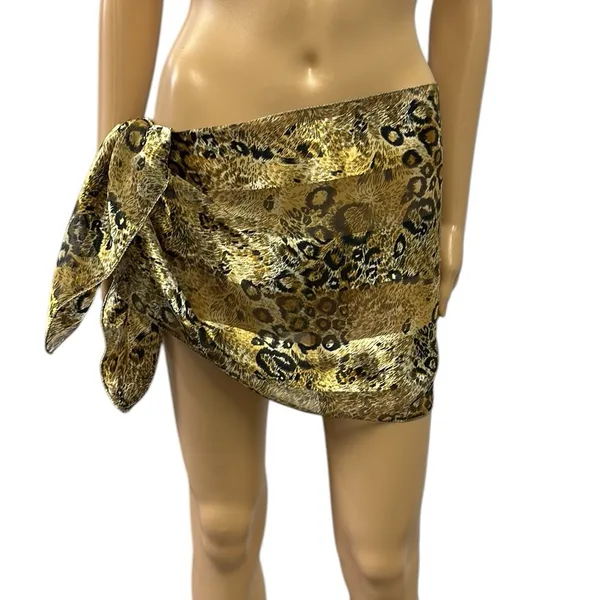 Source Unknown Satin Semi Sheer Leopard Animal Print Scarf 60 x 14 inches - Image 3