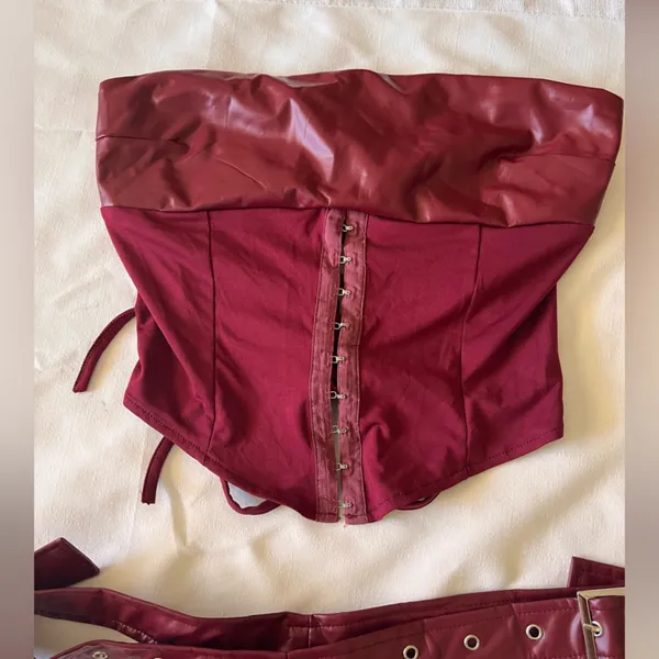 Elegant Burgundy Mini Dress Red Size L - Image 6