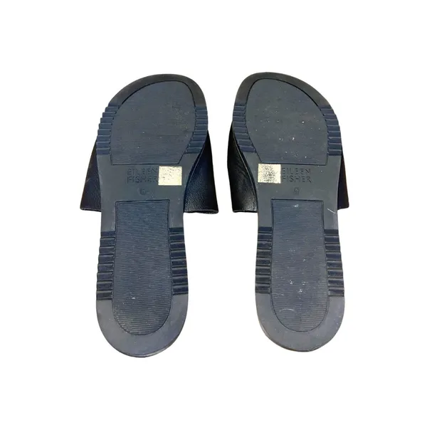 Eileen Fisher Soft Tumbled Leather Wedge Slide SZ 6 Toe Band Rubber Sole Casual - Image 3