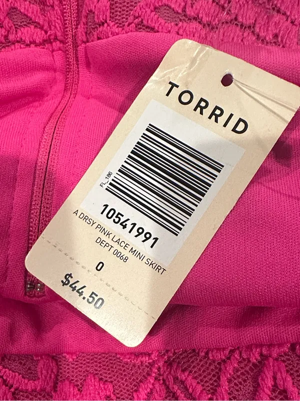 Torrid Hot Pink Lace Barbiecore Summer Wedding Guest Scalloped Hem Mini Skirt L - Image 4