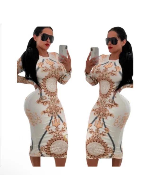 Women’s size medium New bodycon gold and white fashion deess - Image 2