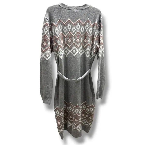 Lucky Brand Womens Fair Isle Belted Henley Sweater Dress Gray Knit XL‎ NWT - Image 4