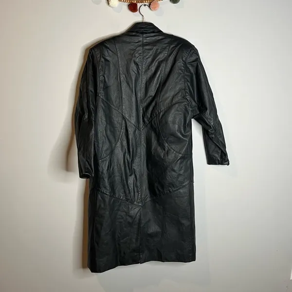 Vintage Wilson’s Leather black long removable lined jacket - Image 8