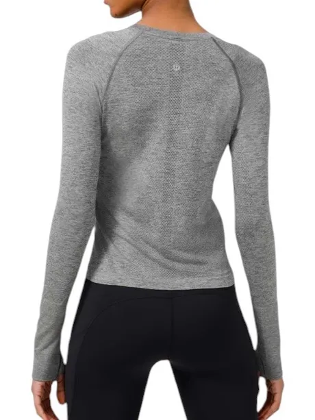 Lululemon Swiftly Tech Long Sleeve 2.0 Race with Thumb Cuffs Gray Size 4 - Image 3