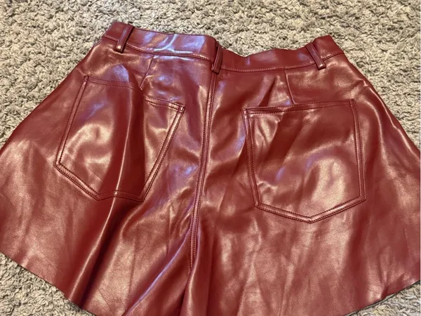 Olivaceous Faux Leather Mini Skirt in Burgundy - Image 3