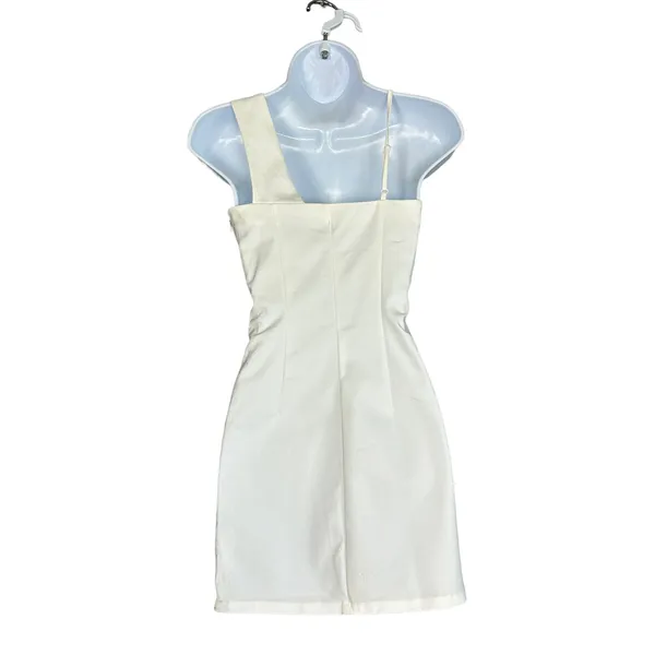 Superdown White Bodycon Slip Dress SMALL Plunging Asymmetrical Club Revolve NEW - Image 7
