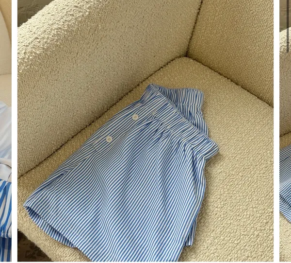 Nautical Striped Women’s Elastic Waist Shorts - Image 9