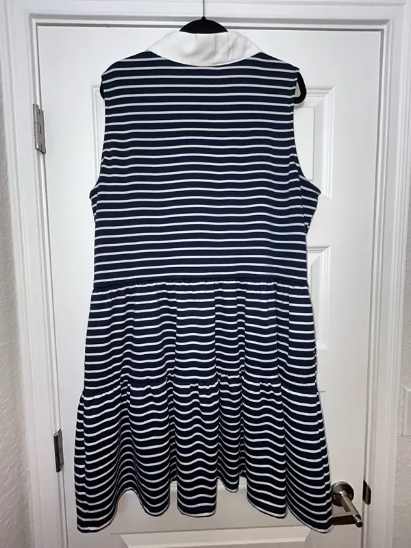 Nautica Jeans Stripe Print Ruffle Tier A-Line Dress Size XXL - Image 7