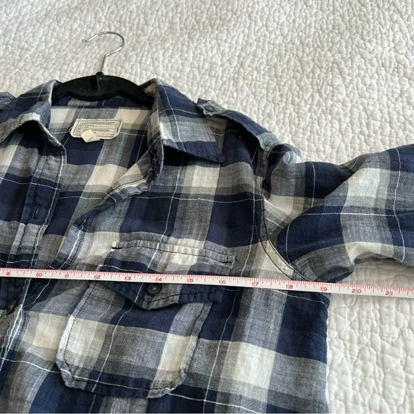 ✨ Current/Elliott Women’s‎ Blue White Plaid The Perfect Shirt Venice Plaid 1 S - Image 11