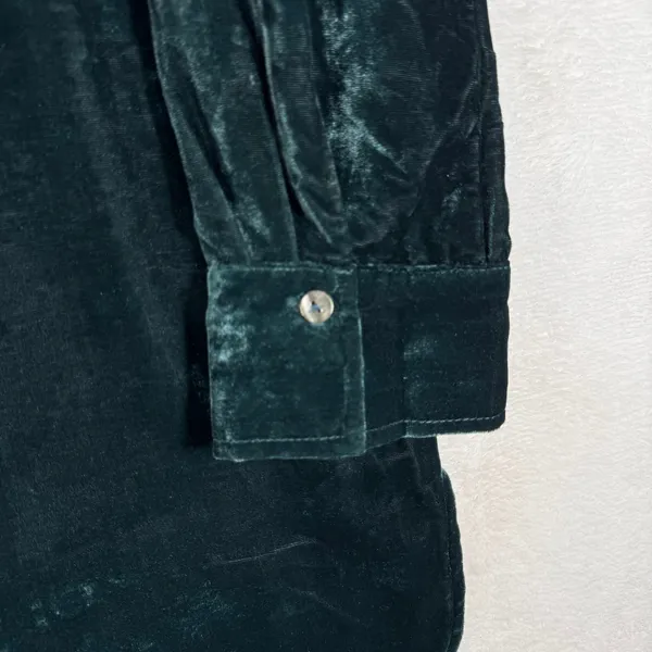John Mark Dark Green Velvet Tunic Shirt Long Sleeve Collared Viscose Blend M - Image 3