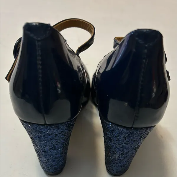 CECELIA NEW YORK Navy Patent Mary Jane Pointed Pumps - Image 3