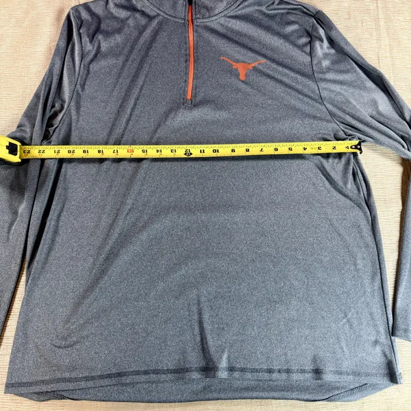 Texas Longhorns Quarter Zip Pullover Men XL Gray Burnt Orange NCAA Performance - Image 3