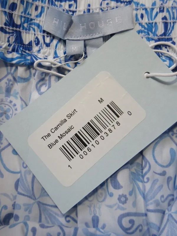 NWT Hill House Camilla in Blue Mosaic Cotton Tiered A-line Maxi Skirt M - Image 6