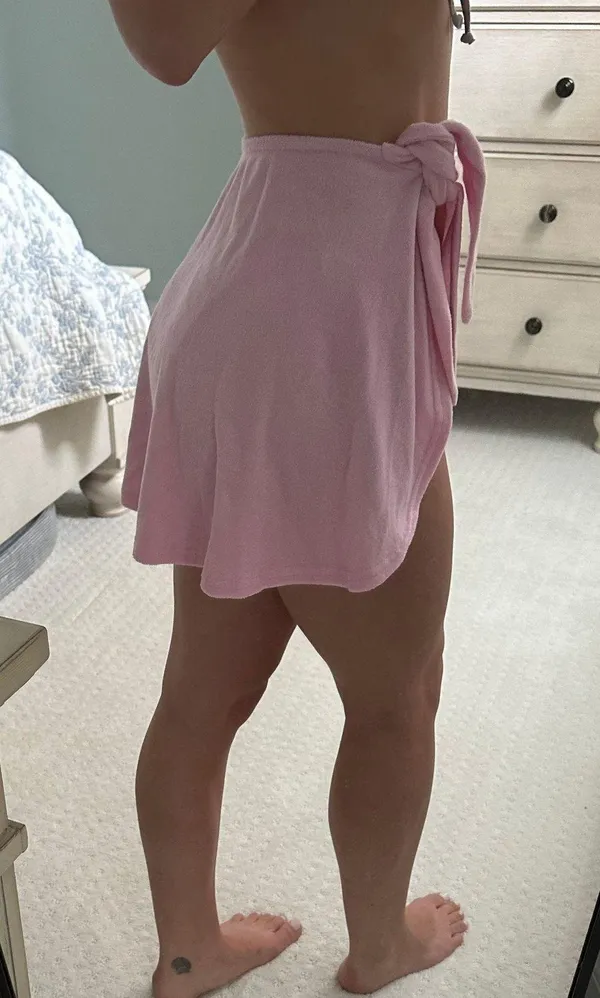 New Pink Terrycloth Bikini Wrap Skirt - Image 2