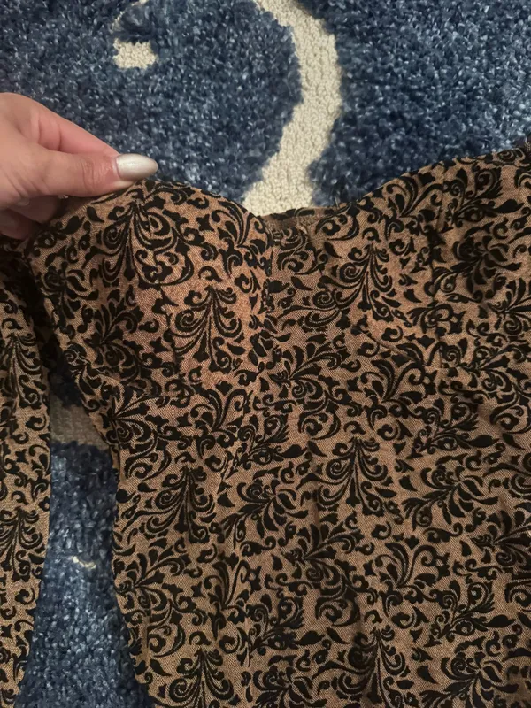 Taupe and Black Windsor off the shoulder long sleeve bodysuit - Image 4