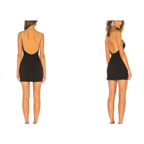 NBD Hollywood & Vine Mini Dress Black Crystal Embellished Straps Backless Party - Image 3