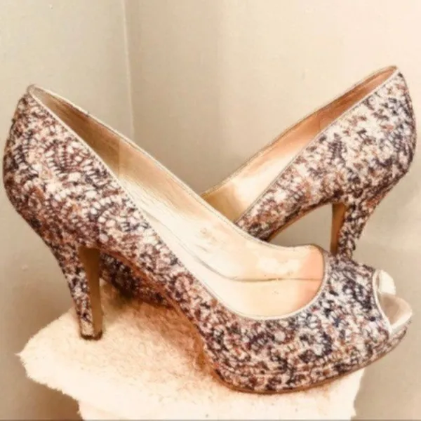 Nine West Metallic Giltter Heels Sparkly Silver Lace Open Toe Evening 7.5 M - Image 8