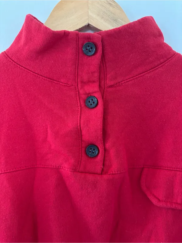 Red Quarter Button Up Sweatshirt - Image 3