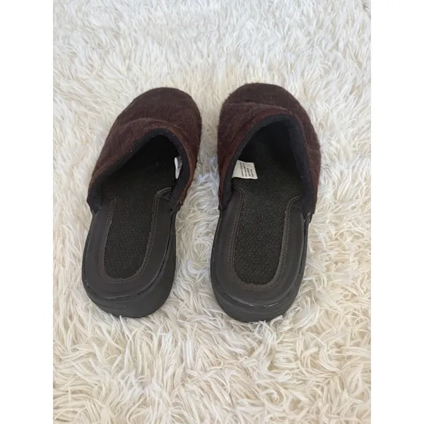 Cable Knit Slippers Mules‎ Clogs Brown Acrylic Cozy Comfort Slip On Shoes - Image 3