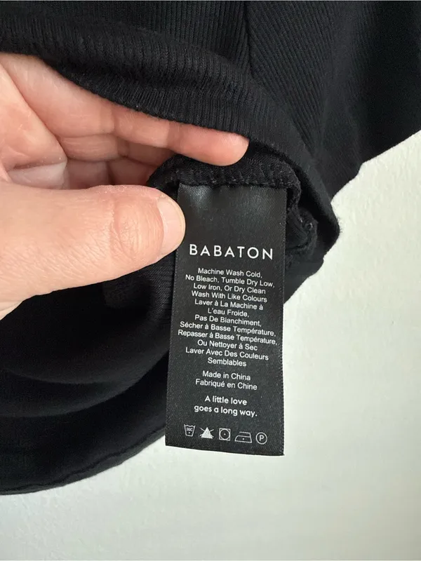 Babaton Aritzia Gonzalo Hip T-Shirt Black Ribbed Mock Neck Medium - Image 8