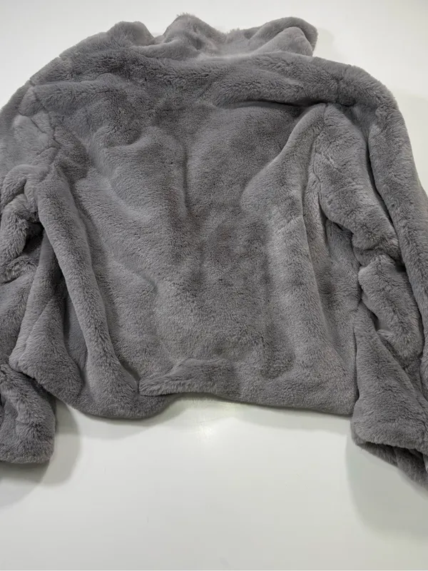 Allegra K Gray Plush Teddy Jacket with Cozy Collar - Image 8