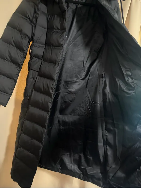 Kenneth Cole Black Long Quilted Puffer Coat with Hood - Image 6