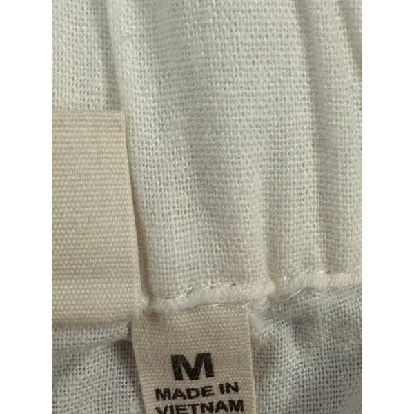 Land N Sea White Linen Blend Tie Casual Pants Women Size M Coastal‎ Lagenlook - Image 7