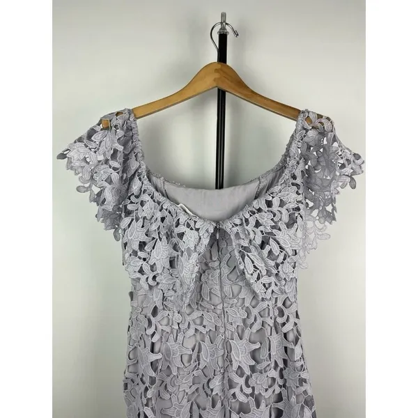 ASTR Purple Lilac Crochet Lace Off Over The Shoulder Mini Dress Size‎ XS - Image 3