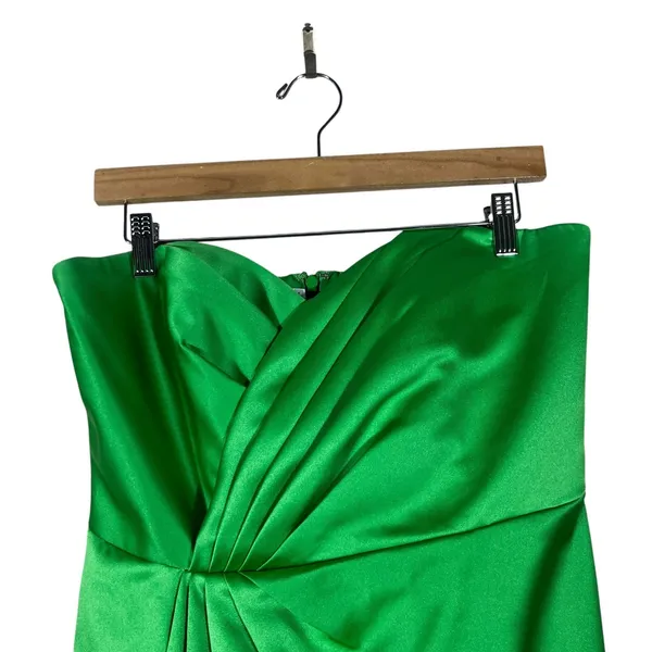 Davids Bridal F15103 Matte Satin Cocktail Dress Green Formal Pleated Size 10 - Image 2