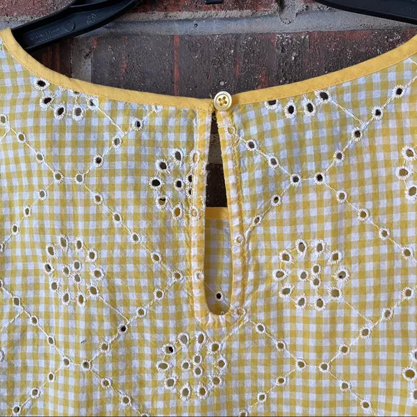 Yellow Gingham Crown and Ivy Eyelet Short Sleeve Top - Image 5