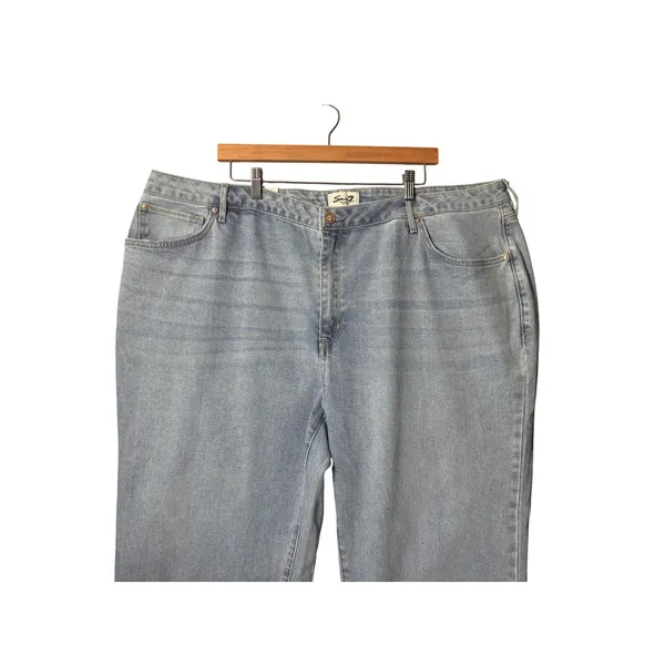 Seven7 Women Loose Straight Jean 24W Light Blue High Rise Classic Minimalist - Image 3