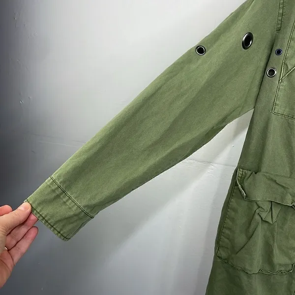 ZARA Oversized Rivet Roll Sleeve Utility Jacket Size X Small Green - Image 7