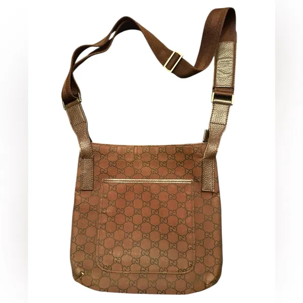 Gucci GG Nylon Crossbody Messenger Bag- Chocolate Brown - Image 2