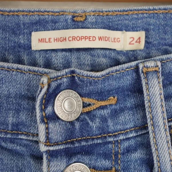 Levis Mile High Cropped Wide Leg Women 24 Blue Button Fly High Rise Denim - Image 7