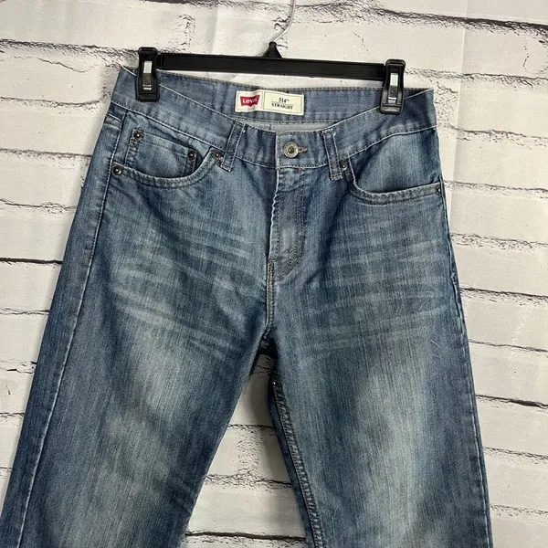Levi's 514 Blue Straight Leg Jeans Classic SZ 29/29 Bootcut Distressed High Rise - Image 5