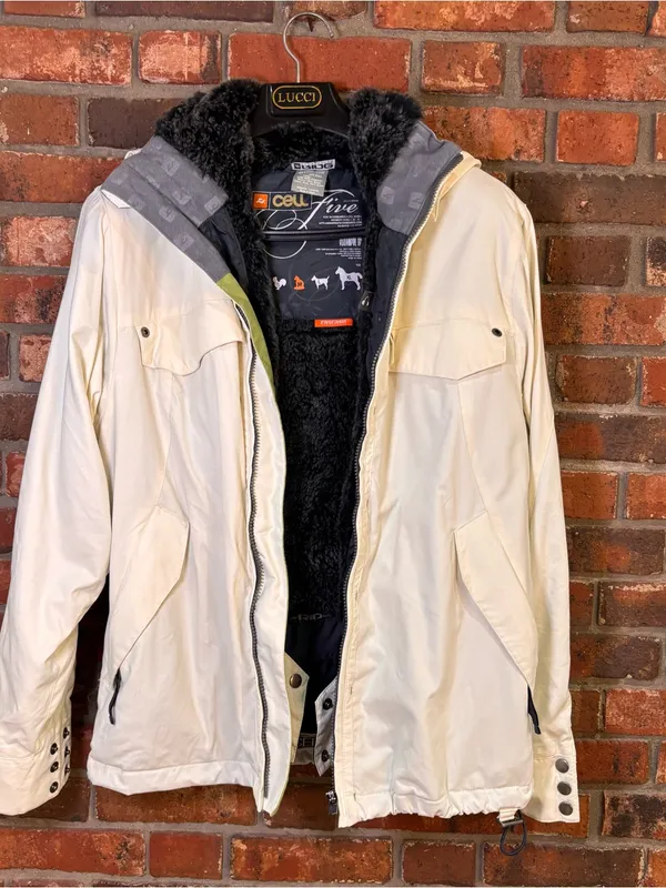 Ride snowboards womens cell 5 technical utility hooded jacket off white M - Image 5