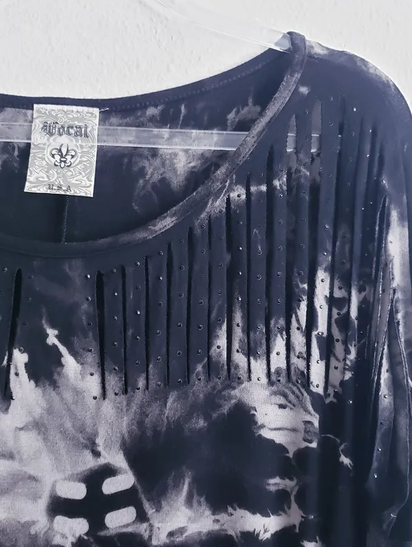 Vocal Laser Cut Tie Dye Long Sleeve Top - Image 4