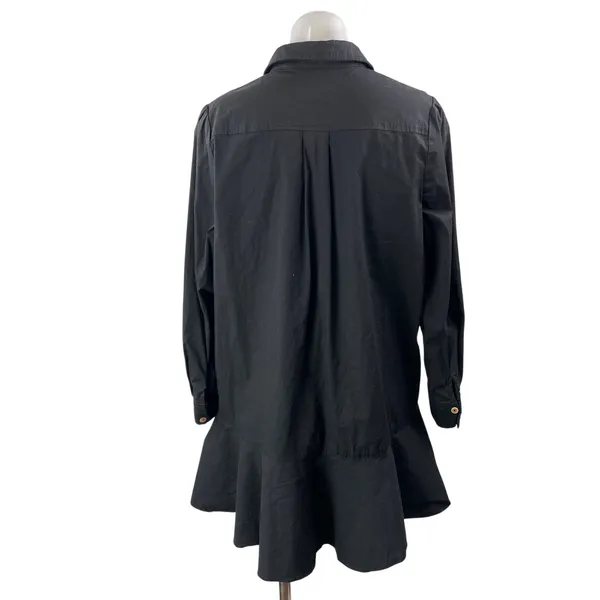 Tuckernuck Women's Black Long Sleeve Half Button A Line Mini Shirt Dress Size M - Image 3