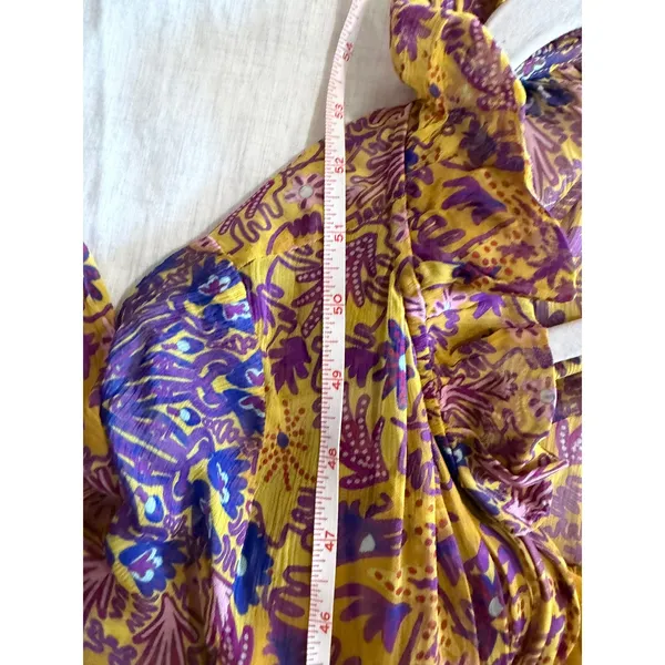 Anthropologie Chiffon Maxi Dress Womens Medium Semi Sheer Mandala Print - Image 8