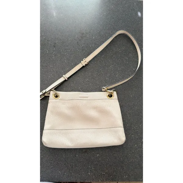 Calvin Klein Sonoma Ivory Faux Leather Crossbody Bag Gold Hardware - Image 4