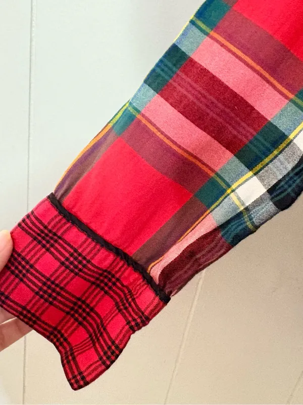 Victoria’s Secret Elsa Plaid Flannel Sleep Romper Red Tartan XS - Image 8